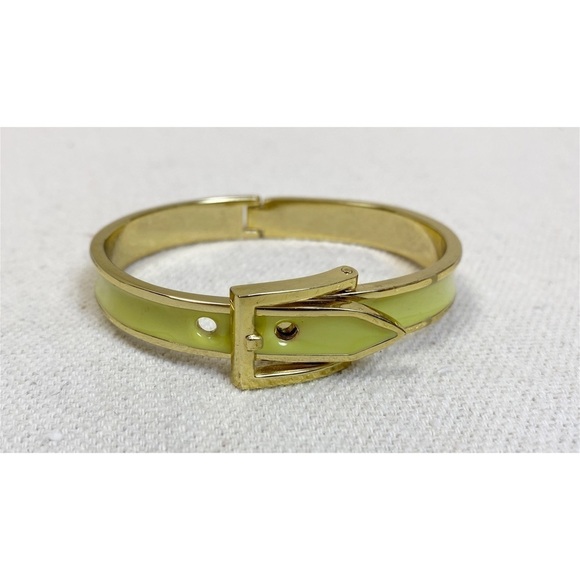 Yellow Gold Enamel Buckle Bangle Bracelet - Picture 1 of 5